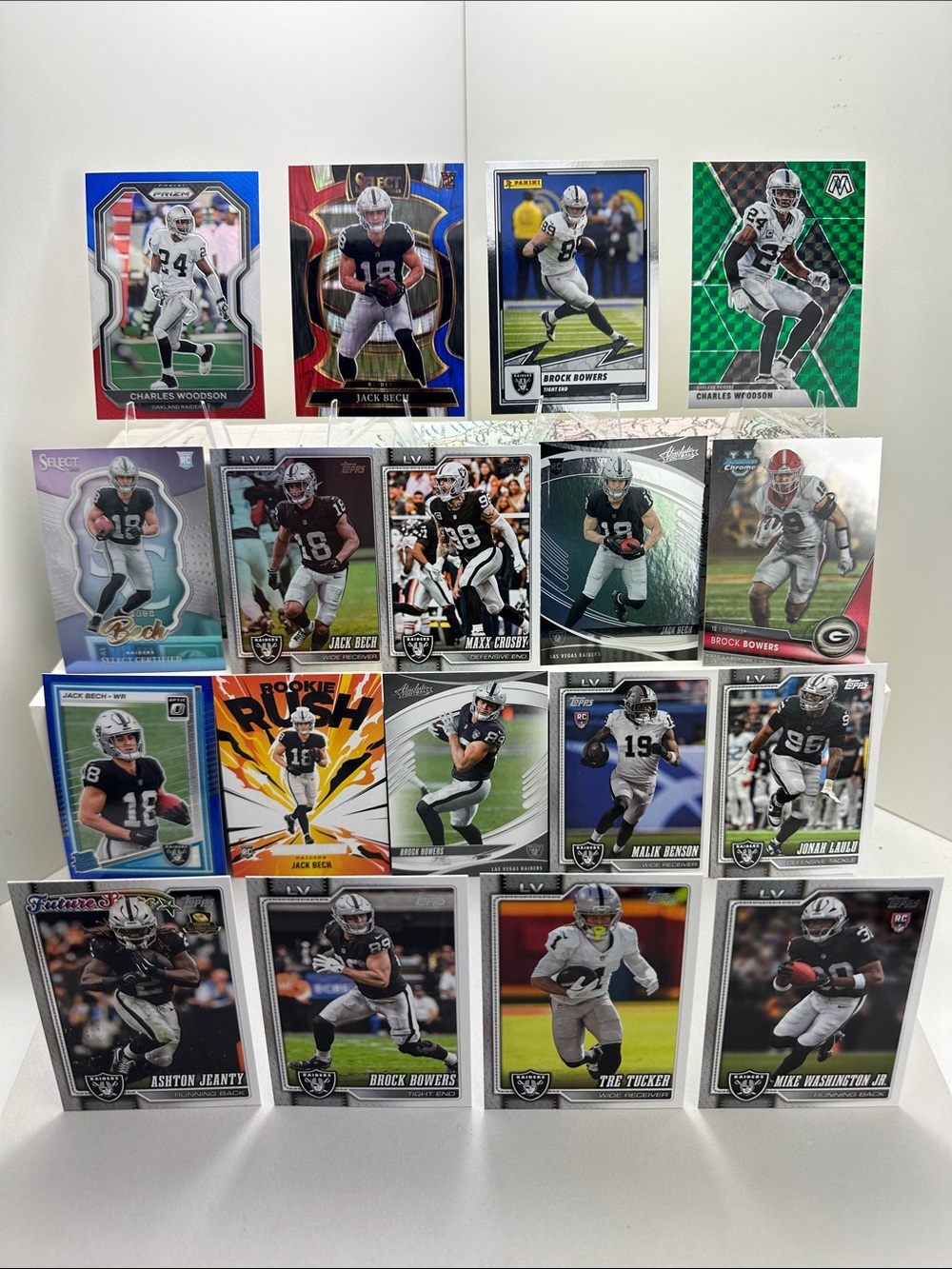 Brock Bowers/Jack Bech Rookies w/ Ashton Jeanty & Charles Woodson Prizms Raiders